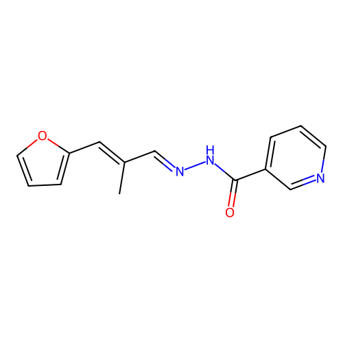 Nicotinic acid (3-furan-2-yl-2-methyl-allylidene)-hydrazide structure