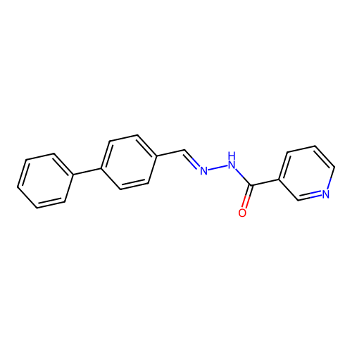 N'-[(E)-biphenyl-4-ylmethylidene]pyridine-3-carbohydrazide structure