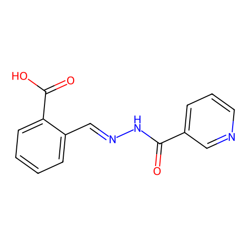 2-{(E)-[2-(pyridin-3-ylcarbonyl)hydrazinylidene]methyl}benzoic acid structure