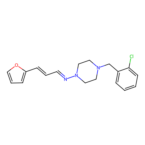 N-(4-(2-Chlorobenzyl)-1-piperazinyl)-N-(3-(2-furyl)-2-propenylidene)amine structure