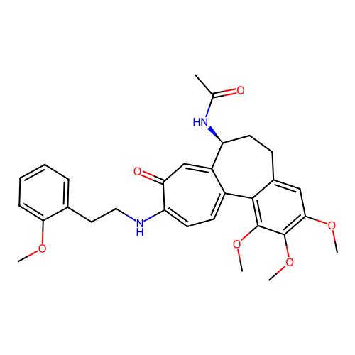 (S)-N-(1,2,3-trimethoxy-10-((2-methoxyphenethyl)amino)-9-oxo-5,6,7,9-tetrahydrobenzo[a]heptalen-7-yl)acetamide structure