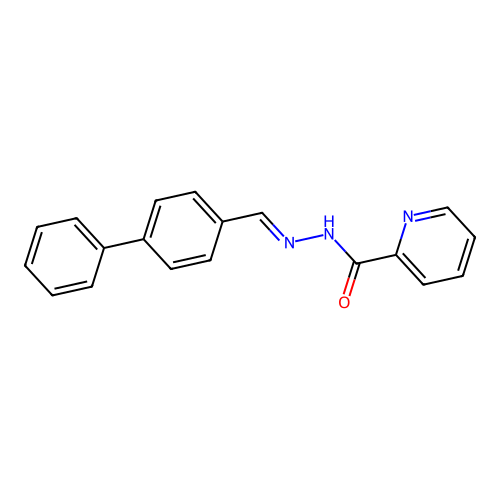 N'-[(E)-biphenyl-4-ylmethylidene]pyridine-2-carbohydrazide structure