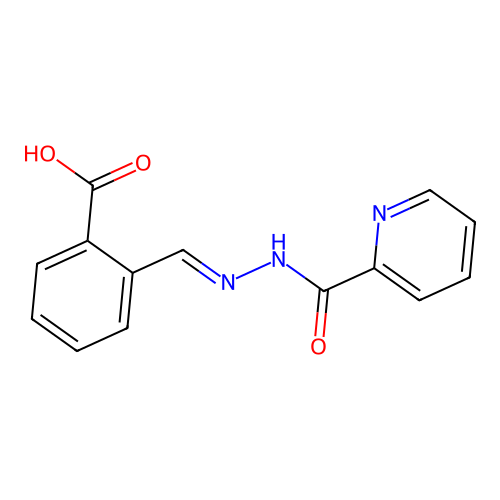 2-{(E)-[2-(pyridin-2-ylcarbonyl)hydrazinylidene]methyl}benzoic acid structure
