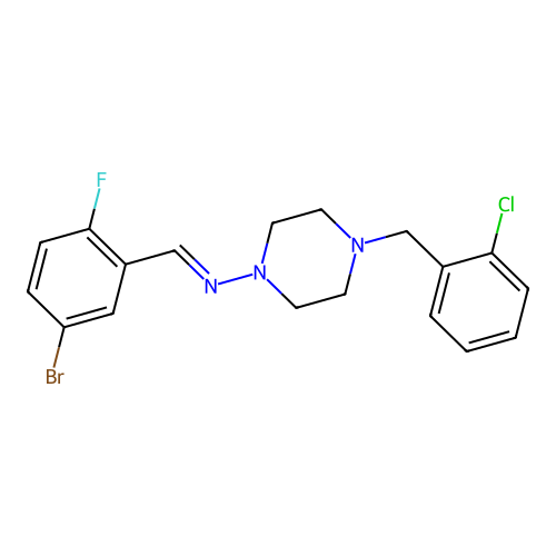 N-(5-Bromo-2-fluorobenzylidene)-4-(2-chlorobenzyl)-1-piperazinamine structure
