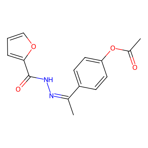 4-{(1Z)-1-[2-(furan-2-ylcarbonyl)hydrazinylidene]ethyl}phenyl acetate structure