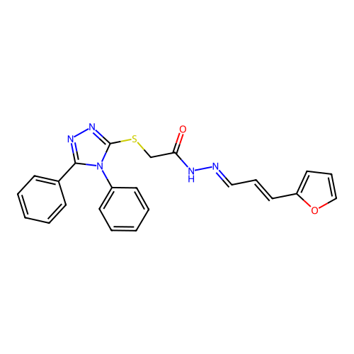 (E)-2-((4,5-diphenyl-4H-1,2,4-triazol-3-yl)thio)-N'-((E)-3-(furan-2-yl)allylidene)acetohydrazide structure