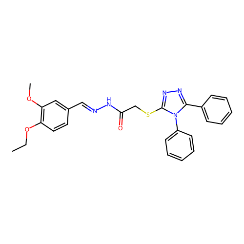 2-[(4,5-diphenyl-4H-1,2,4-triazol-3-yl)sulfanyl]-N'-[(E)-(4-ethoxy-3-methoxyphenyl)methylidene]acetohydrazide structure