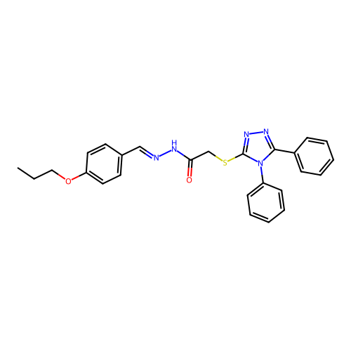 2-[(4,5-diphenyl-4H-1,2,4-triazol-3-yl)sulfanyl]-N'-[(E)-(4-propoxyphenyl)methylidene]acetohydrazide structure