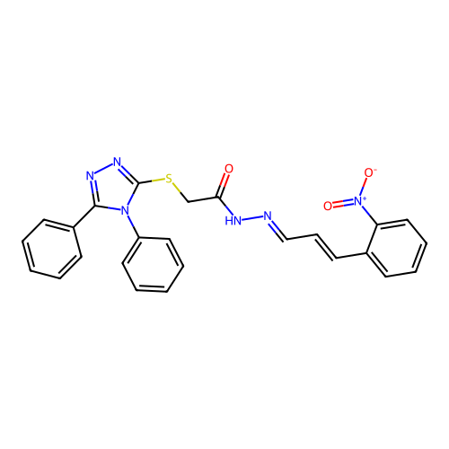 2-[(4,5-diphenyl-4H-1,2,4-triazol-3-yl)sulfanyl]-N'-[(1E,2E)-3-(2-nitrophenyl)prop-2-en-1-ylidene]acetohydrazide structure