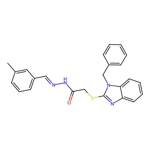 2-((1-Benzyl-1H-benzimidazol-2-YL)thio)-N'-(3-methylbenzylidene)acetohydrazide structure