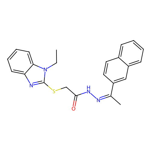 2-(1-ethylbenzimidazol-2-yl)sulfanyl-N-[(Z)-1-naphthalen-2-ylethylideneamino]acetamide structure