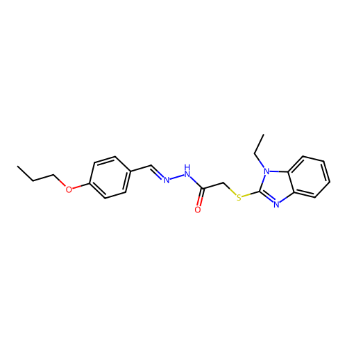 2-((1-Ethyl-1H-benzimidazol-2-YL)thio)-N'-(4-propoxybenzylidene)acetohydrazide structure