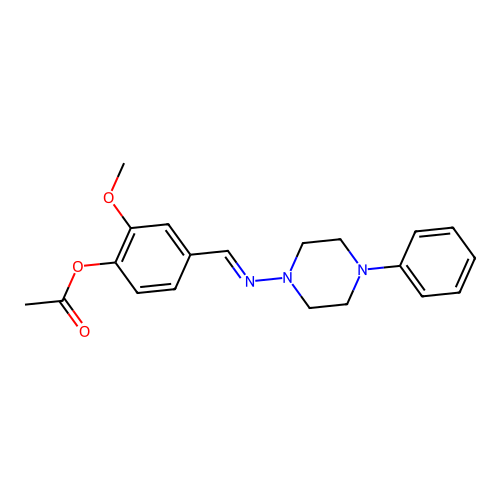 Acetic acid 2-methoxy-4-[(4-phenyl-piperazin-1-ylimino)-methyl]-phenyl ester structure
