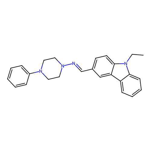 N-[(E)-(9-ethyl-9H-carbazol-3-yl)methylidene]-4-phenyl-1-piperazinamine structure