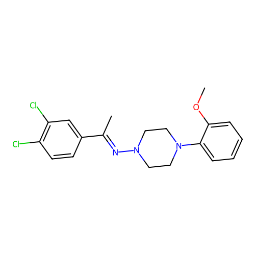 N-[(E)-1-(3,4-dichlorophenyl)ethylidene]-4-(2-methoxyphenyl)-1-piperazinamine structure