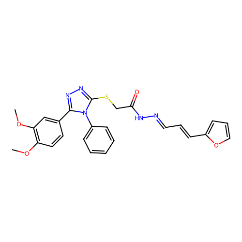 2-{[5-(3,4-dimethoxyphenyl)-4-phenyl-4H-1,2,4-triazol-3-yl]sulfanyl}-N'-[(1E,2E)-3-(furan-2-yl)prop-2-en-1-ylidene]acetohydrazide structure