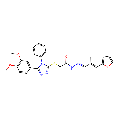 2-{[5-(3,4-dimethoxyphenyl)-4-phenyl-4H-1,2,4-triazol-3-yl]sulfanyl}-N'-[(1E,2E)-3-(furan-2-yl)-2-methylprop-2-en-1-ylidene]acetohydrazide structure