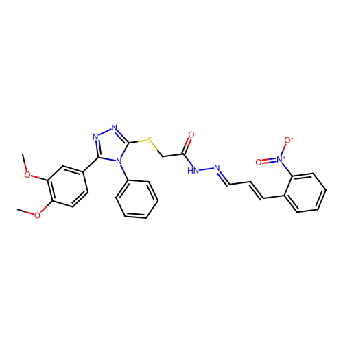 (E)-2-((5-(3,4-dimethoxyphenyl)-4-phenyl-4H-1,2,4-triazol-3-yl)thio)-N'-((E)-3-(2-nitrophenyl)allylidene)acetohydrazide structure