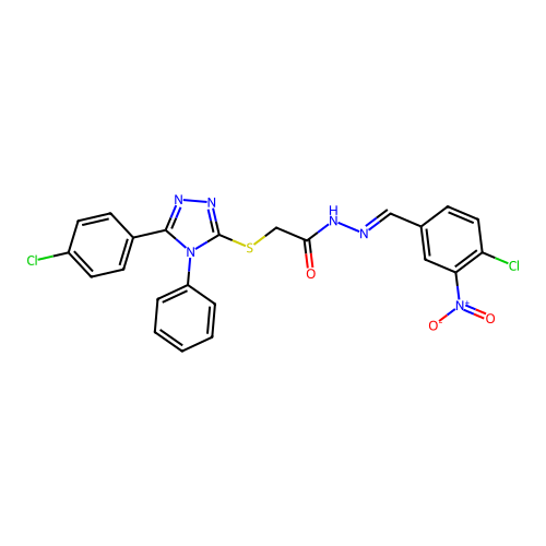 N'-[(E)-(4-chloro-3-nitrophenyl)methylidene]-2-{[5-(4-chlorophenyl)-4-phenyl-4H-1,2,4-triazol-3-yl]sulfanyl}acetohydrazide structure