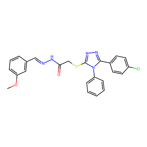 2-{[5-(4-chlorophenyl)-4-phenyl-4H-1,2,4-triazol-3-yl]sulfanyl}-N'-[(E)-(3-methoxyphenyl)methylidene]acetohydrazide structure