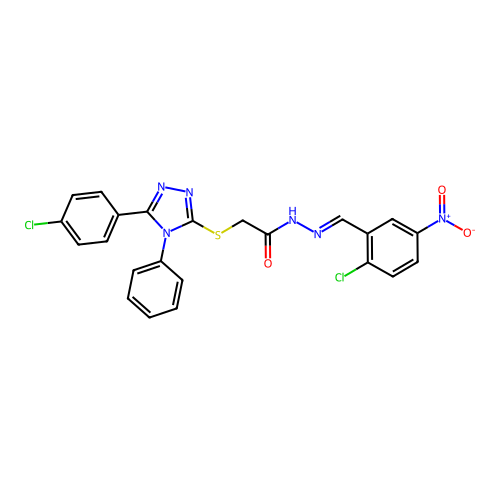 N'-[(E)-(2-chloro-5-nitrophenyl)methylidene]-2-{[5-(4-chlorophenyl)-4-phenyl-4H-1,2,4-triazol-3-yl]sulfanyl}acetohydrazide structure