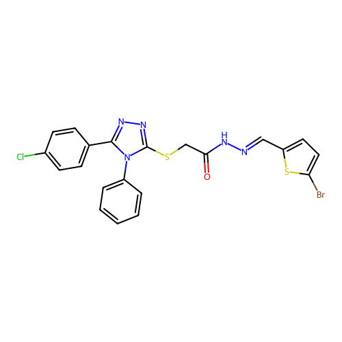 N'-[(E)-(5-bromothiophen-2-yl)methylidene]-2-{[5-(4-chlorophenyl)-4-phenyl-4H-1,2,4-triazol-3-yl]sulfanyl}acetohydrazide structure