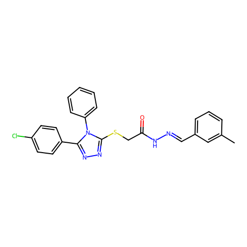 2-{[5-(4-chlorophenyl)-4-phenyl-4H-1,2,4-triazol-3-yl]sulfanyl}-N'-[(E)-(3-methylphenyl)methylidene]acetohydrazide structure