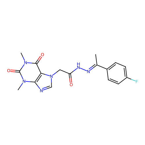 2-(1,3-dimethyl-2,6-dioxopurin-7-yl)-N-[(E)-1-(4-fluorophenyl)ethylideneamino]acetamide structure