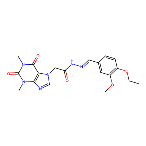 2-(1,3-dimethyl-2,6-dioxo-1,2,3,6-tetrahydro-7H-purin-7-yl)-N'-[(E)-(4-ethoxy-3-methoxyphenyl)methylidene]acetohydrazide structure