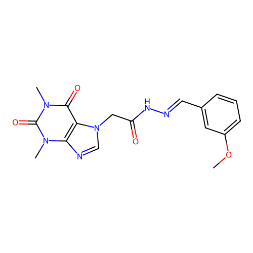 2-(1,3-dimethyl-2,6-dioxo-1,2,3,6-tetrahydro-7H-purin-7-yl)-N'-[(E)-(3-methoxyphenyl)methylidene]acetohydrazide structure