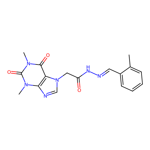 2-(1,3-dimethyl-2,6-dioxo-1,2,3,6-tetrahydro-7H-purin-7-yl)-N'-[(E)-(2-methylphenyl)methylidene]acetohydrazide structure