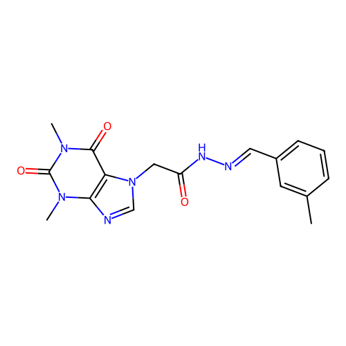 2-(1,3-dimethyl-2,6-dioxo-1,2,3,6-tetrahydro-7H-purin-7-yl)-N'-[(E)-(3-methylphenyl)methylidene]acetohydrazide structure