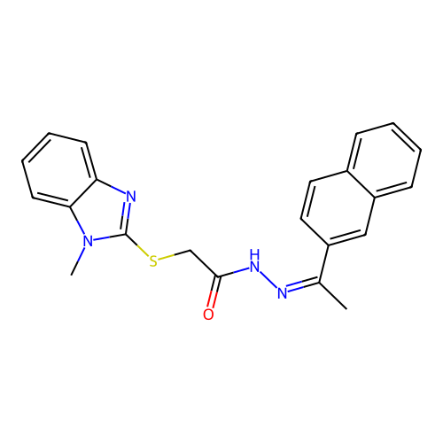 2-(1-methylbenzimidazol-2-yl)sulfanyl-N-[(Z)-1-naphthalen-2-ylethylideneamino]acetamide structure