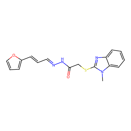 N'-(3-(2-Furyl)-2-propenylidene)2((1-ME-1H-benzimidazol-2-YL)thio)acetohydrazide structure