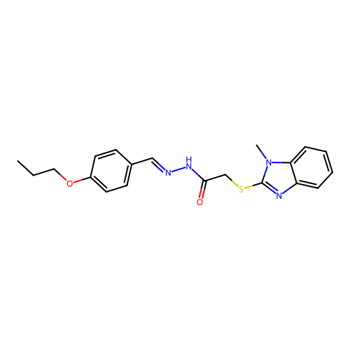 2-[(1-methyl-1H-benzimidazol-2-yl)sulfanyl]-N'-[(E)-(4-propoxyphenyl)methylidene]acetohydrazide structure