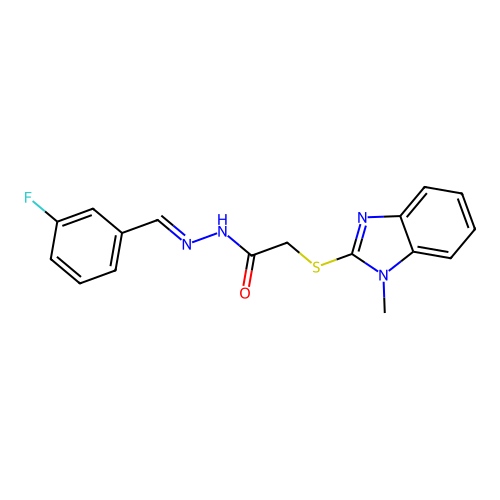 N'-(3-Fluorobenzylidene)-2-((1-methyl-1H-benzimidazol-2-YL)thio)acetohydrazide structure