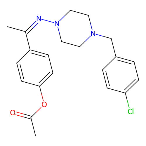 4-{(1Z)-N-[4-(4-chlorobenzyl)piperazin-1-yl]ethanimidoyl}phenyl acetate structure