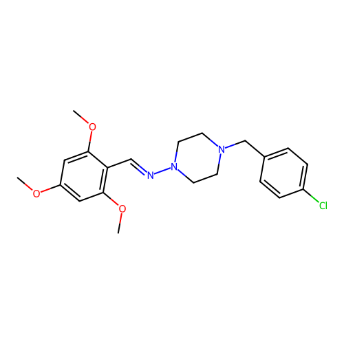 N-(4-(4-Chlorobenzyl)-1-piperazinyl)-N-(2,4,6-trimethoxybenzylidene)amine structure