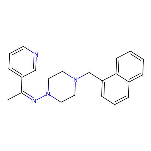 4-(1-naphthylmethyl)-N-[1-(3-pyridinyl)ethylidene]-1-piperazinamine structure