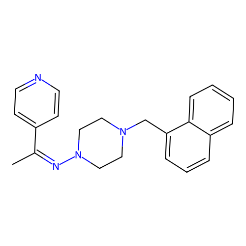 4-(naphthalen-1-ylmethyl)-N-[(1Z)-1-(pyridin-4-yl)ethylidene]piperazin-1-amine structure