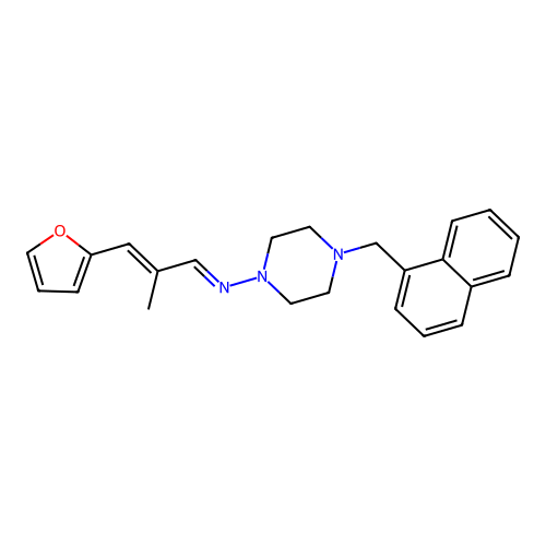 (E)-3-(2-furyl)-2-methyl-N-[4-(naphthalen-1-ylmethyl)piperazin-1-yl]prop-2-en-1-imine structure