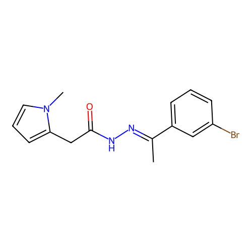 (E)-N'-(1-(3-bromophenyl)ethylidene)-2-(1-methyl-1H-pyrrol-2-yl)acetohydrazide structure