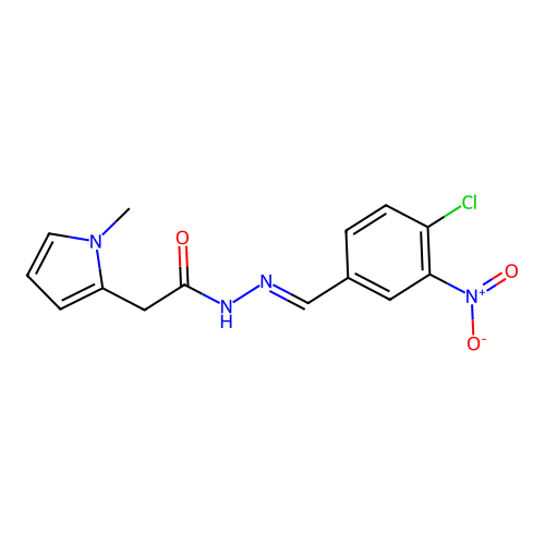 N'-[(E)-(4-chloro-3-nitrophenyl)methylidene]-2-(1-methyl-1H-pyrrol-2-yl)acetohydrazide structure