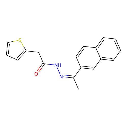 N'-[(1Z)-1-(naphthalen-2-yl)ethylidene]-2-(thiophen-2-yl)acetohydrazide structure