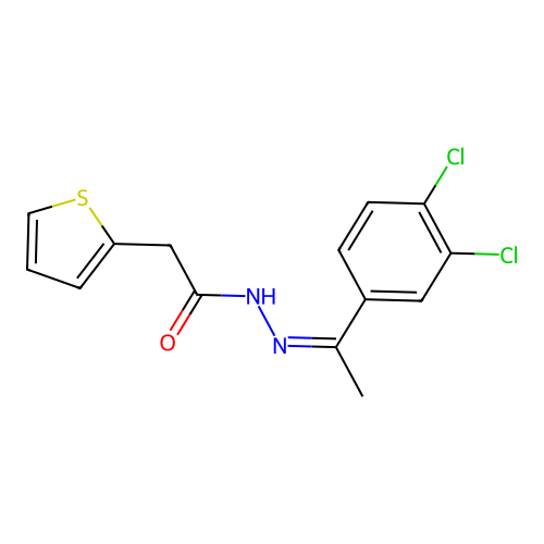 N'-[(1Z)-1-(3,4-dichlorophenyl)ethylidene]-2-(thiophen-2-yl)acetohydrazide structure