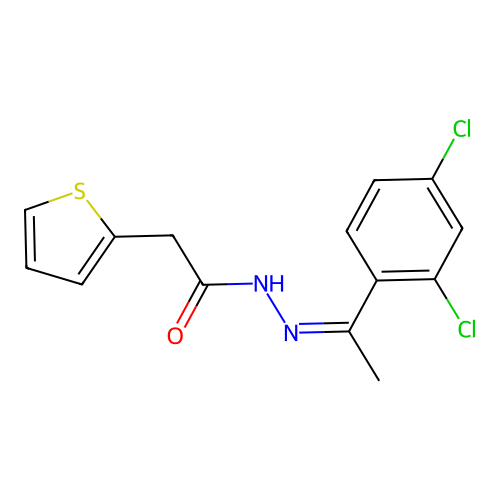 N'-[(1Z)-1-(2,4-dichlorophenyl)ethylidene]-2-(thiophen-2-yl)acetohydrazide structure