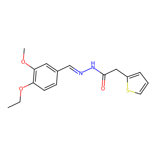 N'-[(E)-(4-ethoxy-3-methoxyphenyl)methylidene]-2-(thiophen-2-yl)acetohydrazide structure