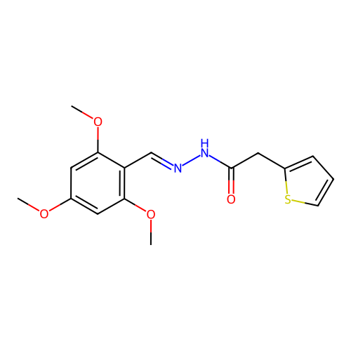 2-(thiophen-2-yl)-N'-[(E)-(2,4,6-trimethoxyphenyl)methylidene]acetohydrazide structure