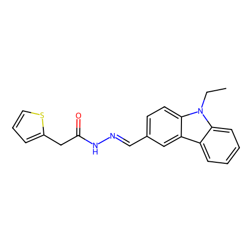 N'-[(E)-(9-ethyl-9H-carbazol-3-yl)methylidene]-2-(thiophen-2-yl)acetohydrazide structure