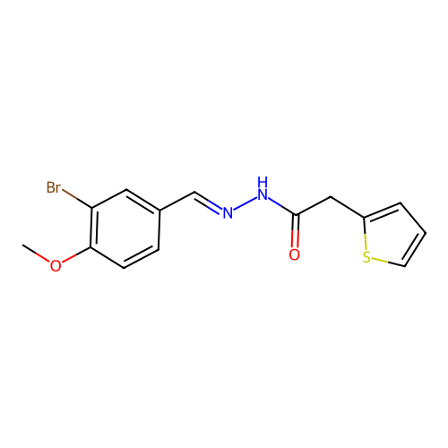 N'-[(E)-(3-bromo-4-methoxyphenyl)methylidene]-2-(thiophen-2-yl)acetohydrazide structure